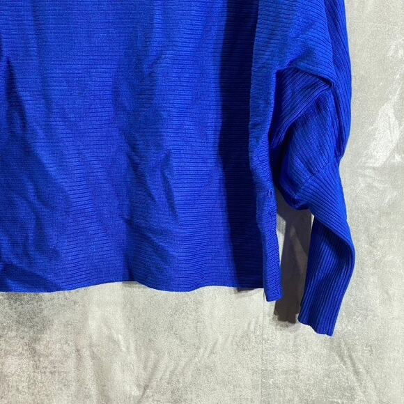 ANNE KLEIN Women's Blue Ottoman-Rib Bateau Neck Dolman Sleeve Pullover Sweater - Picture 5 of 12